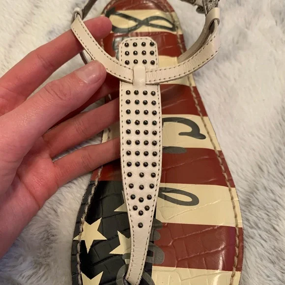 Sam Edelman White Studded American Flag Sandals - Picture 2 of 6